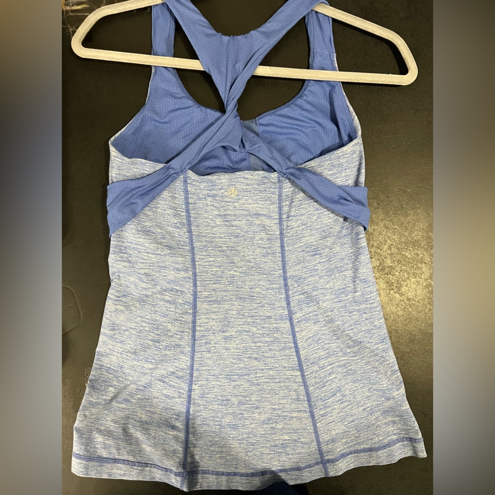 Lululemon Spin Me Tank 6 Heathered royal blue Circle Mesh racerback mesh LN - Picture 2 of 8